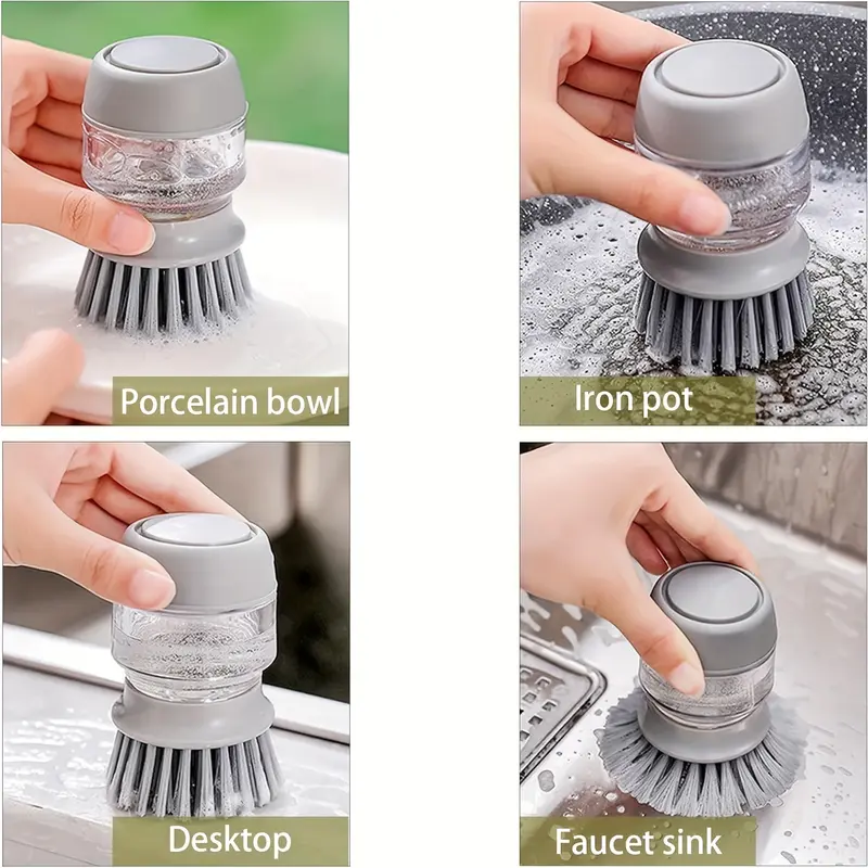 Automatic Liquid Dispensing Kitchen Brush - Easy, Hand-Free Pot & Dish Cleaning, Non-Stick, Durable Plastic, Ideal for Home Use, Kitchen Cleaning Tool|Modern Kitchen Brush|Durable Plastic Brush 8