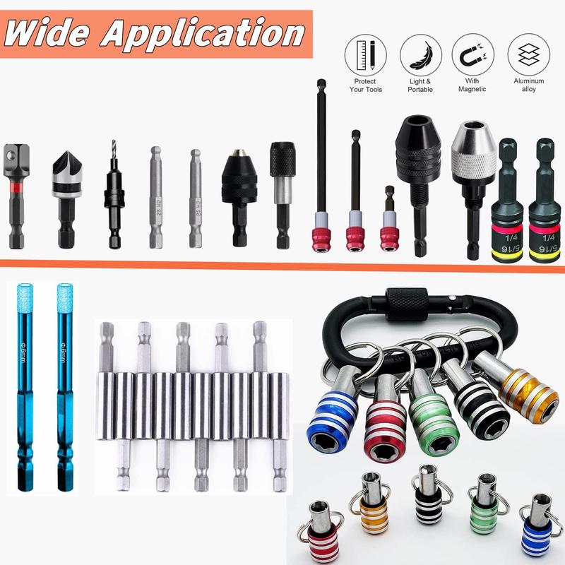 Key Chain Hex Quick Release Bit Holders 1/4 Inch easy change holders 6pcs 1