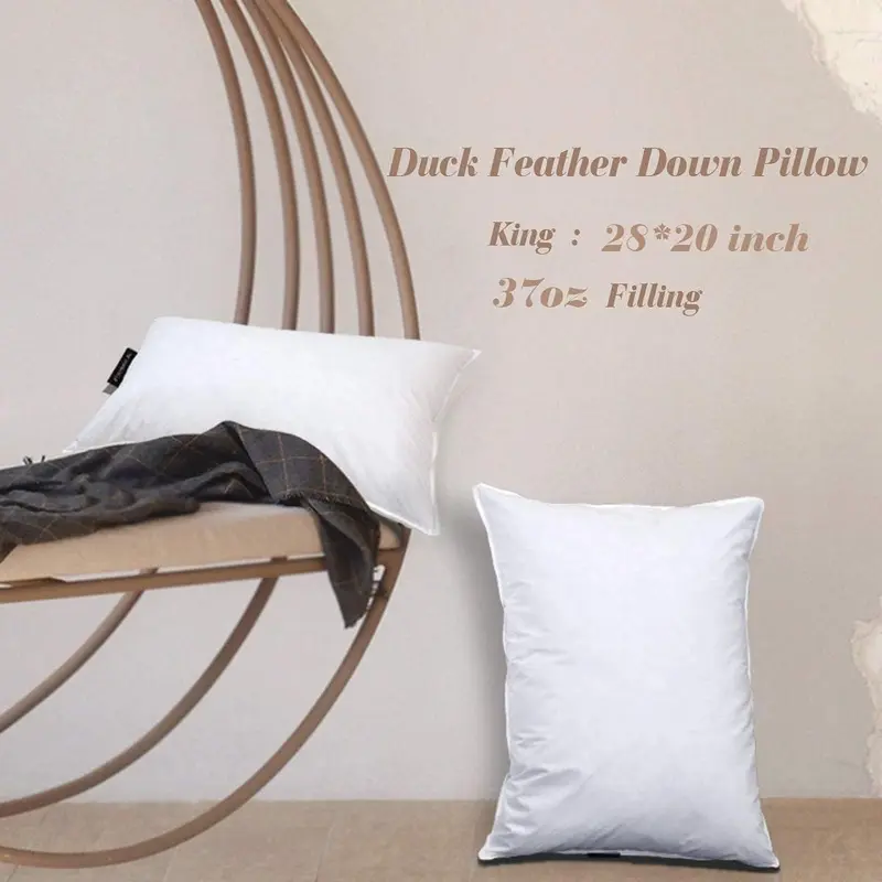 Premium Duck Feather & Down Pillows - Super Comfort for Restful Sleep-Feather Pillows Hypoallergenic, Breathable & Anti Dust Mite-2 Duck Feather Pillows UK Standard Size(48x74cm) 1