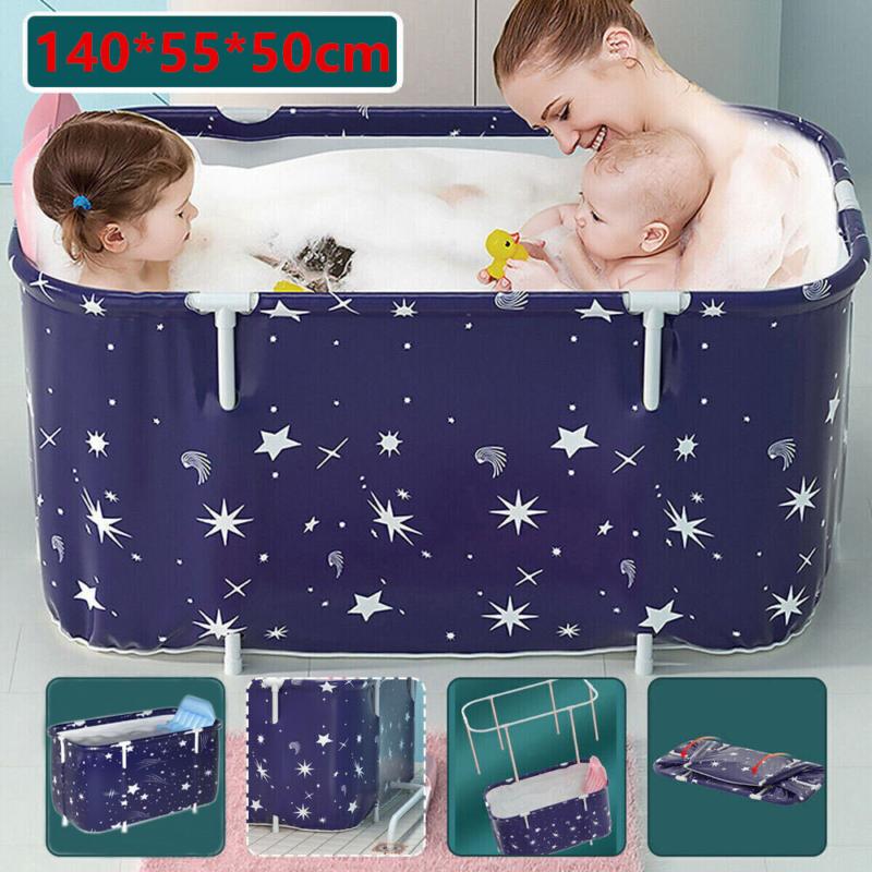 Bathtub Folding Portable Bath Tub Adult Kids Warm Home Spa Soaking Barrel PVC 1