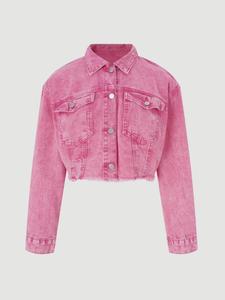 【 Plus Size】 Denim Jacket, Casual Fitted Button Fly Long Sleeve Outerwear for Women, Women's Clothing for Daily Wear, Longsleeves Womenswear, Jean Jackets, Casual Fashionable Outerwear, Casual Chic Outerwear