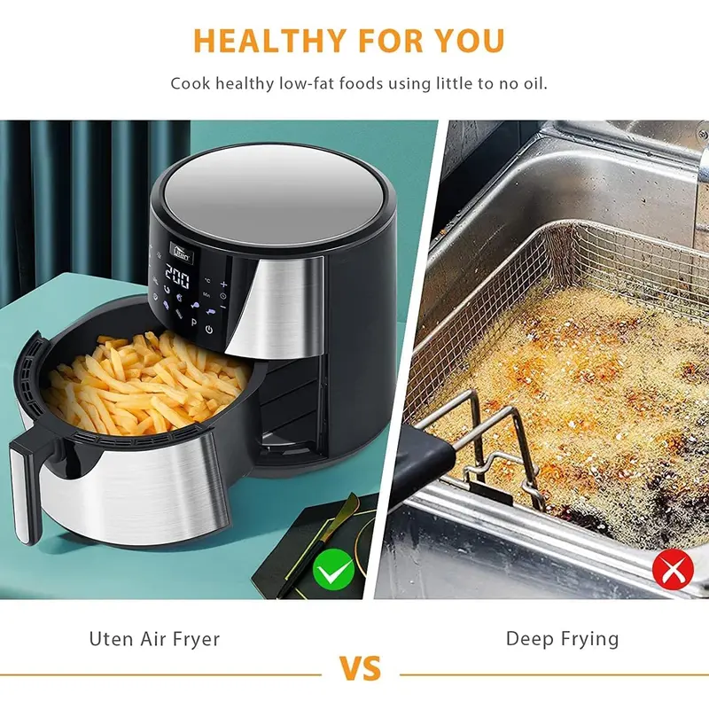 Air Fryer, Uten Air Fryers Oven 7.5 L, 8 Preset Programs, Preheat, Power Off Memory Function, Recipes, 1700W 8