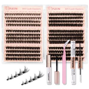 Eyelash Extension Kit, 1 Set Fluffy Curling False Eyelashes with Eyelash Glue & Tweezers & Eyelash Remover, Professional Eye Enhancement Tools for Women