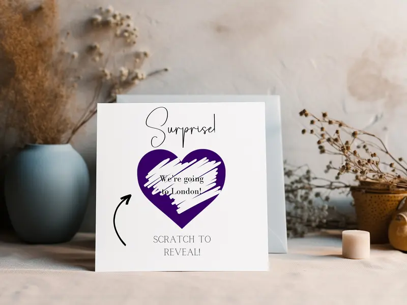 Personalised Surprise Scratch Off Card - Premium Quality 6x6 Card with White Envelope 5