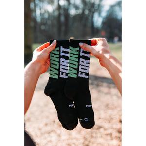 SOCKS "DON'T WISH FOR IT, WORK FOR IT" - BLACK & GREEN