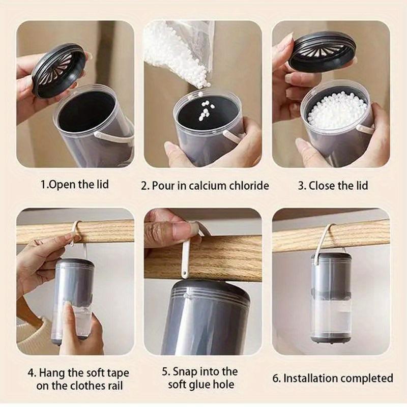 Product Introduction of 1-4 Pcs Hanging Moisture Box with Black Lid, Mold and Moisture Resistant Drying Box for Wardrobe and Home Indoor Use, Transparent Storage Container 4