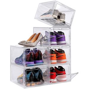 Shoe Storage Box, 6 Pack Stackable Shoe Boxes Clear Plastic Shoe Organizer Shoe Containers with Lids for Women/Men, Fit up to UK 12