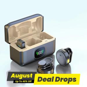 Wireless Lavalier Microphone with Digtal Display Case, Mini Button Wireless Lavalier Podcast Condenser Mic, Professional Wireless Lapel Microphone for Video Recording, Teaching, Interviews, Podcast, Device, Audio