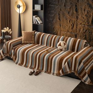 Striped Pattern Sofa Cover, 1 Count Non-slip Soft Sofa Slipcover, Machine Washable Sofa Protector for Home Living Room Decor