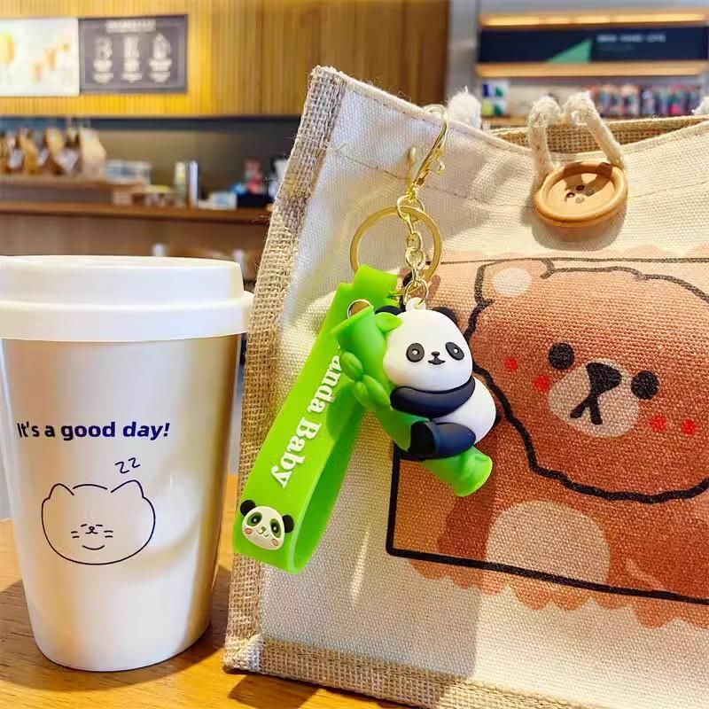 Product Introduction of 1PC Cartoon Panda Keychain – Soft Rubber Animal Pendant for Bags, Keys & Gifts 3