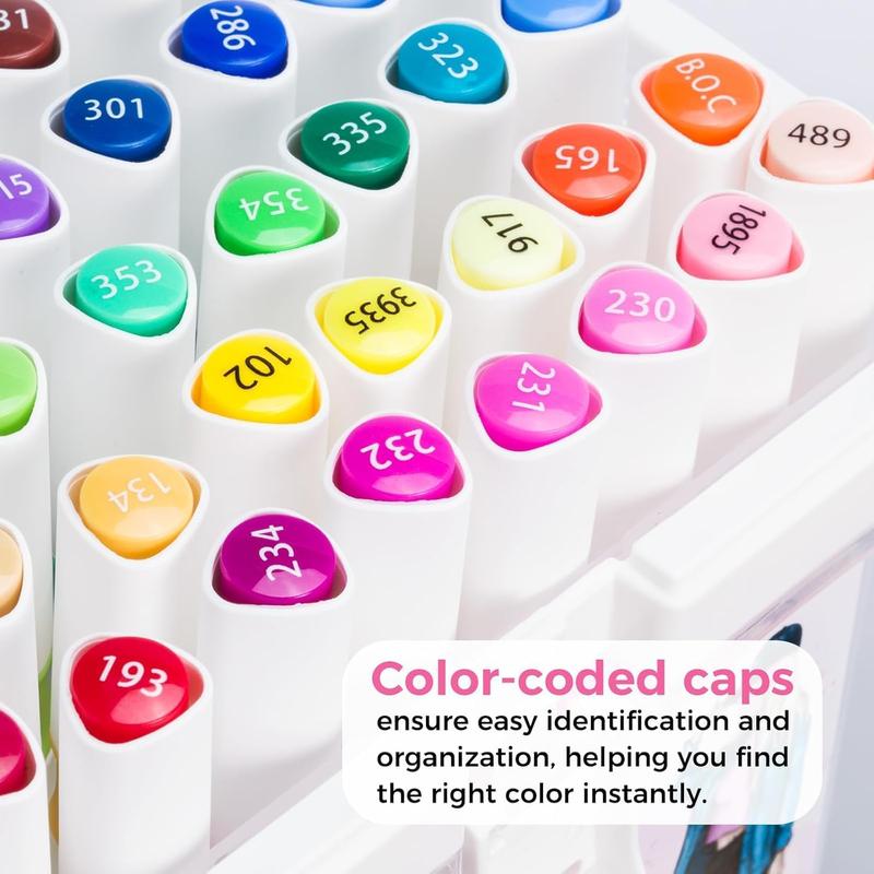 Ohuhu Alcohol Markers, 48 Colouring Pens Art Pens Markers Set for Architectural Design Double Tipped Chisel & Bullet Alcohol-Based Art Marker for Artists Drawing Sketching Anime and Manga 7d4039 colour 2