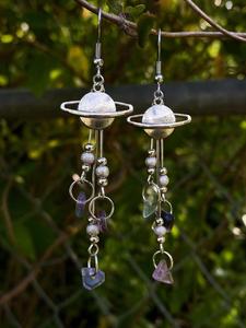 Planet Design Earrings, Fashionable Long Tassel Earrings for Women & Girls, Trendy All-match & Exquisite Jewelry for Birthday Gift