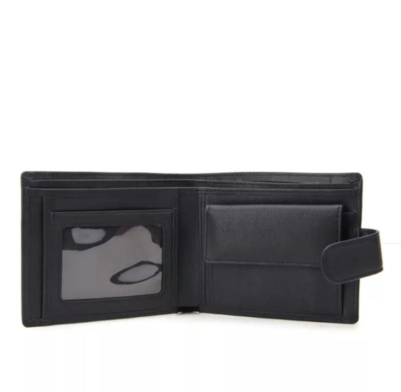 Men's RFID Blocking Genuine Leather Wallet with Snap Button leather wallet 3