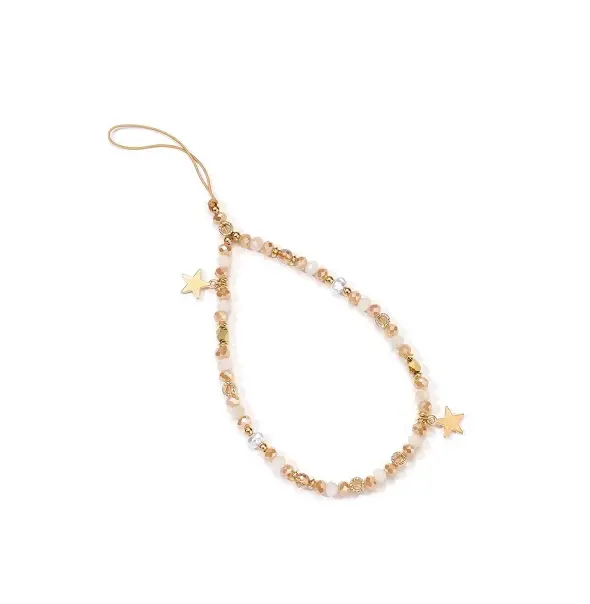 Anti-Lost Bead Phone Lanyard Wrist Strap,Trendy Crystal Bead Mobile Phone Chain Five-Pointed Star Phone Charm Strap Cellphone Hanging Cord Telephone Chain Keychain for Women Girls 8