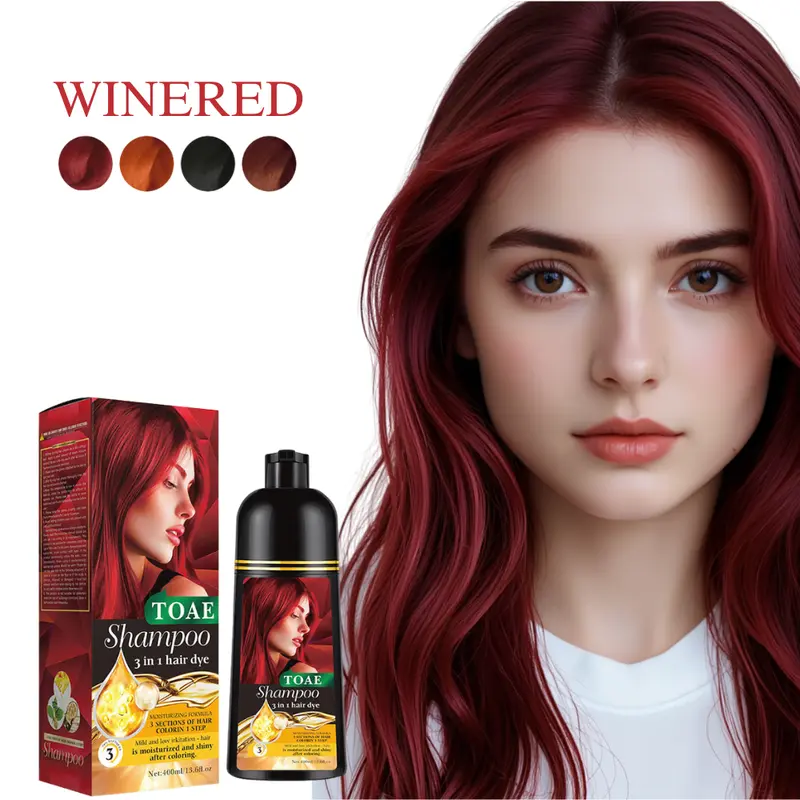 3-in-1 Herbal Hair Dye Shampoo – Quick and Effective, No Harsh Chemicals, Gentle on Hair, Long-Lasting Color – Fast White Hair Coverage, Natural Look, Unisex – Available in Chestnut Brown, Natural Black, Wine Red, Grey – Safe and Effective for All Hair Ty 1