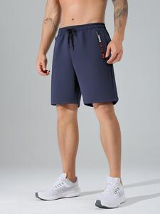 Men's Regular Fit Solid Zipper Pocket Shorts, Casual Comfy Breathable Shorts for Summer, Men's Bottoms for Daily Wear, Menswear, Activewear