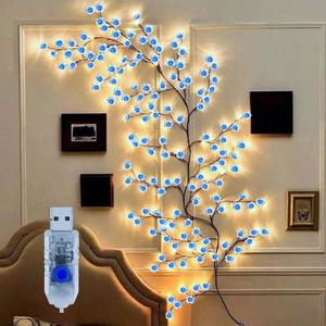 Cherry Blossom LED Branch Shaped Light, USB Powered Creative DIY Holiday Vine Light, Ambient Lights, Indoor Home Decoration Light for Bedroom, Living Room, Home Decor