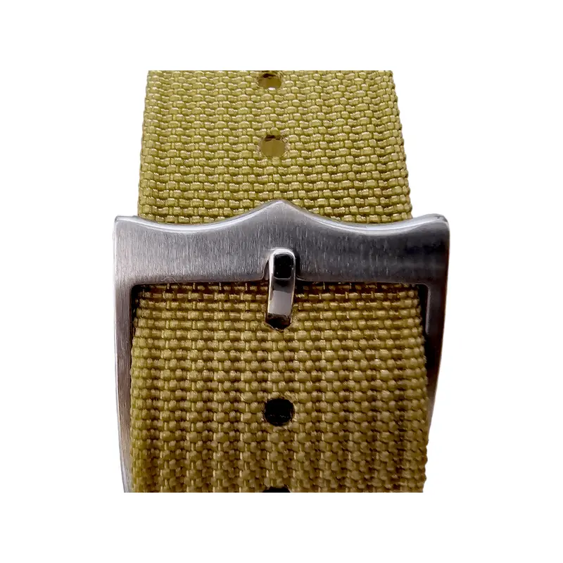 Ribbed Military Tudor Style Buckle Premium Nylon Watch Strap Band 20mm 22mm Khaki Beige 4