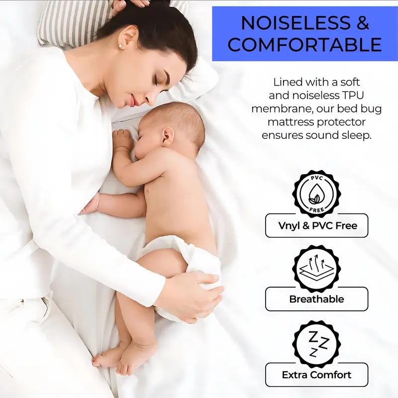 Waterproof 6 sided Encasement  Zipped Mattress Protector cover, Bed Bug Proof ,30cm Fitted Skirt for Kids and Adults Bedding White All Size 3