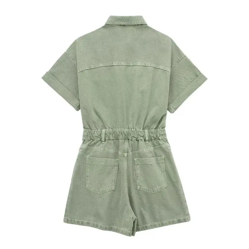 Spring and summer new women's clothing urban casual denim short jumpsuit women Womenswear Overalls 2
