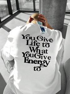 Men's Letter Print Round Neck Tee, Loose Casual Fashion Short Sleeve T-shirt for Summer, Men's Top for Daily Wear, Tropical