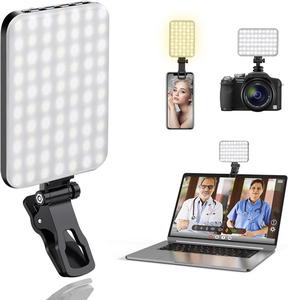 Portable 60 LED Selfie Light Clip – Rechargeable Video Conference Ring Light with Tripod Adapter, 3 Modes for Phone, Laptop, Makeup, Zoom Calls, Photography and Live Streaming