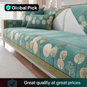 Boho Style Chenille Decorative Dustproof Sofa Cover, 1 Count Geometric Embroidery Design Washable Sofa Slipcover, Fashion Couch Protector, Soft Sofa Protector for Bedroom Office Living Room, Couch Covers, Stretch Sofa Cover, Universal Sofa Protector