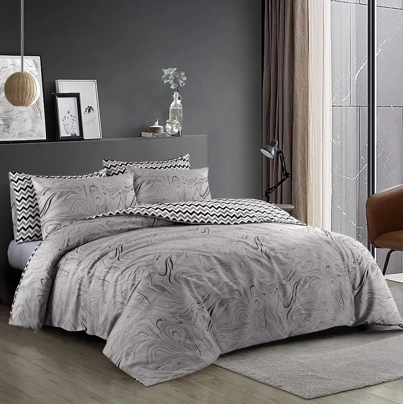 Hotel Quality Stylish Reversible Duvet Cover Set 100% Soft Fluffy Floral Bedding Sets with Pillowcases Cozy Comfy Microfiber Quilt Cover Charcoal Grey Pink Flowers Double King Super King Bedding Sets 4