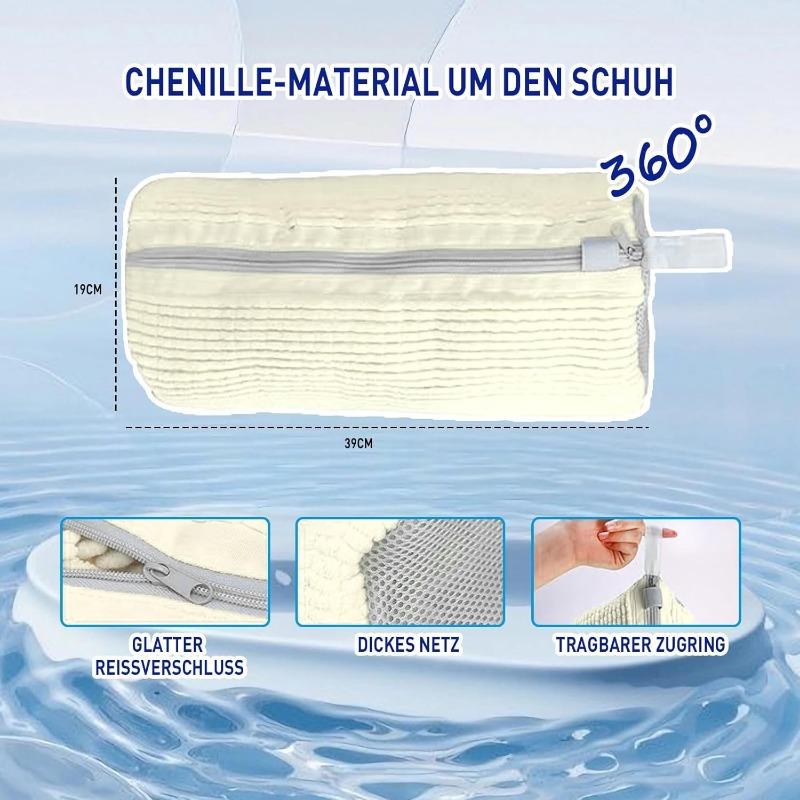 Shoe Washing Machine Bag with Zipper Hook - Reusable Lightweight Portable, Fluffy Fibers 360° Wrap-Around Cleaning (2PCS) 7