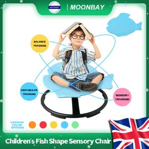Children's sensory swivel chair, body sensory toy chair, autistic children's chair, fish-shaped sensory integration chair, promote children's balance and coordination ability, metal bottom seat, non-slip base.