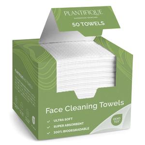PLANTIFIQUE Disposable Face Towels - 100% Biodegradable Viscose Facial Towelettes for Women Skin Care - Face Cleaning Towel 50 Count