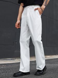 Men's Solid Color Straight Leg Pants, Loose Casual Comfy Trousers for Fall & Winter, Men's Bottoms for Daily Wear