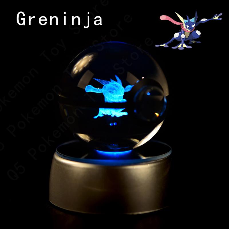 Pokemon 3D Crystal Ball Pikachu Gengar Mew Mewtwo Figurines Lamp Base Pokeball 3D Pokemon Glass Ball Statue Kids Birthday Gift 9