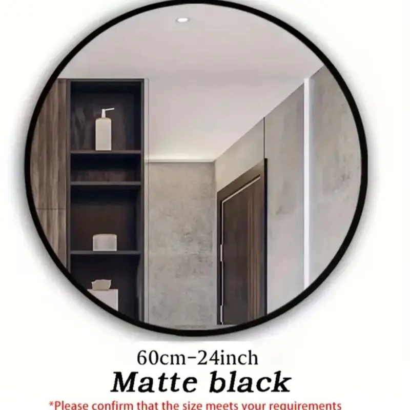 Glam Style Round Wall Mounted Mirror, 40cm/50cm/60cm/70cm/80cm Glass Vanity Mirror for Bathroom and Bedroom, Horizontal Orientation, No Electricity Needed, Durable Aluminum Frame, Vanity Accessories 8