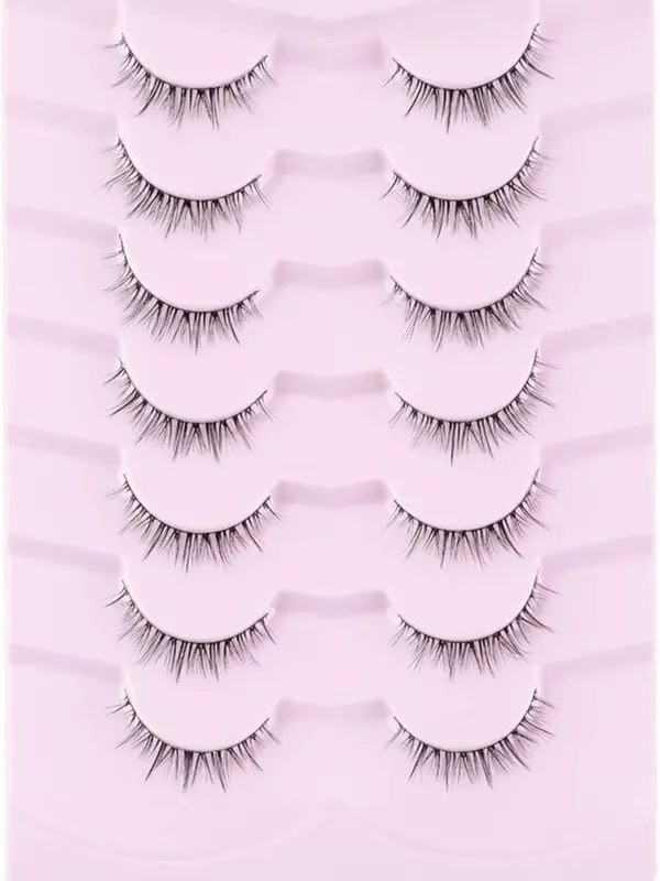 Natural Lashes Short Eyelashes Wispy Natural Look Soft False Eyelash Fake Eye Lash Faux Mink 7 Pairs D2(6MM-10MM) 7