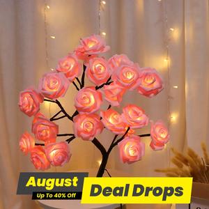 Rose Flower Design Tree Night Light, USB Powered Table Lamp, Room Lights for Bedroom, Holiday Decoration Light for Indoor Bedroom, Modern Night Lights