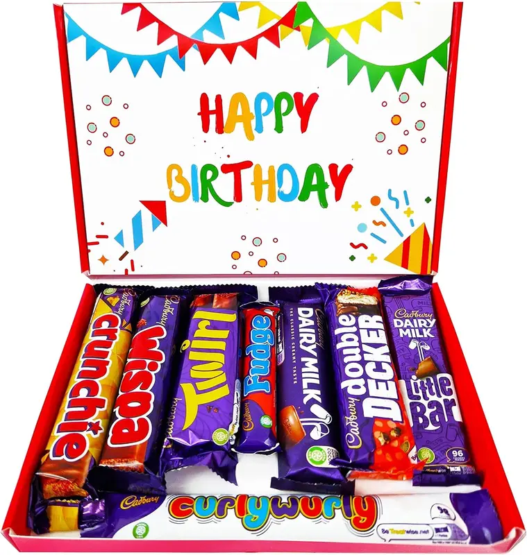 Cadbury Chocolate Box for Birthday Lovers | 8 Full Sized Bars | Letterbox Gift Hamper | Snack and Dessert Gift Box for Kids/Him/Her 0