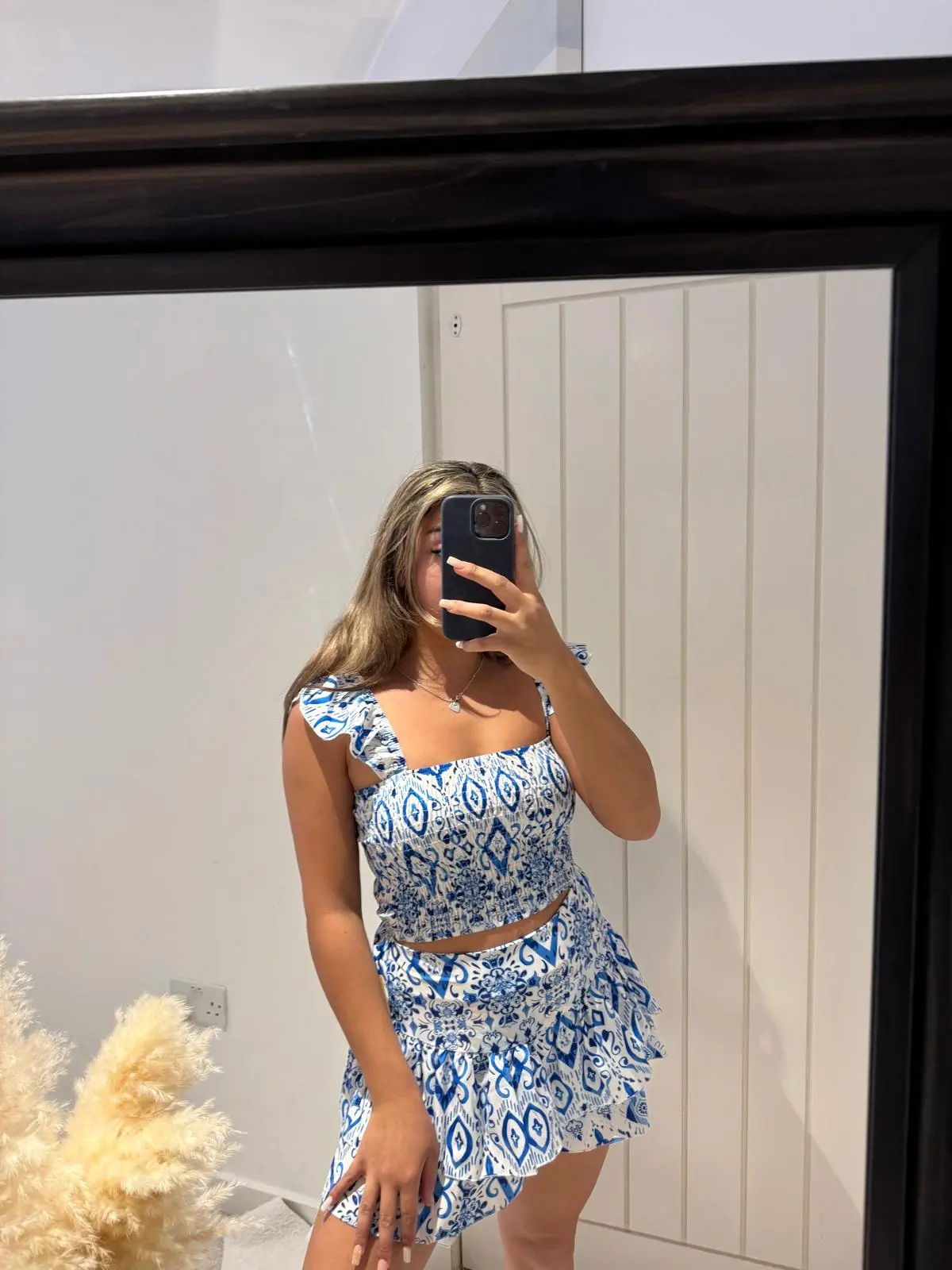 "Solstice Bloom" Ruffle Strap Two-Piece Set – Printed or Broderie, Skort Co-ord, One-Size UK 4–12 Bottoms Skirts Womenswear