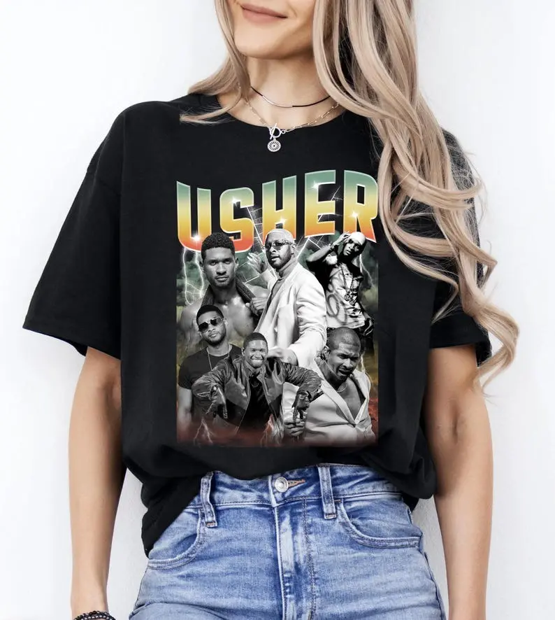 Usher Past, Present, Future Tour 90s Vintage Bootleg T-Shirt, Usher Tour T-shirt