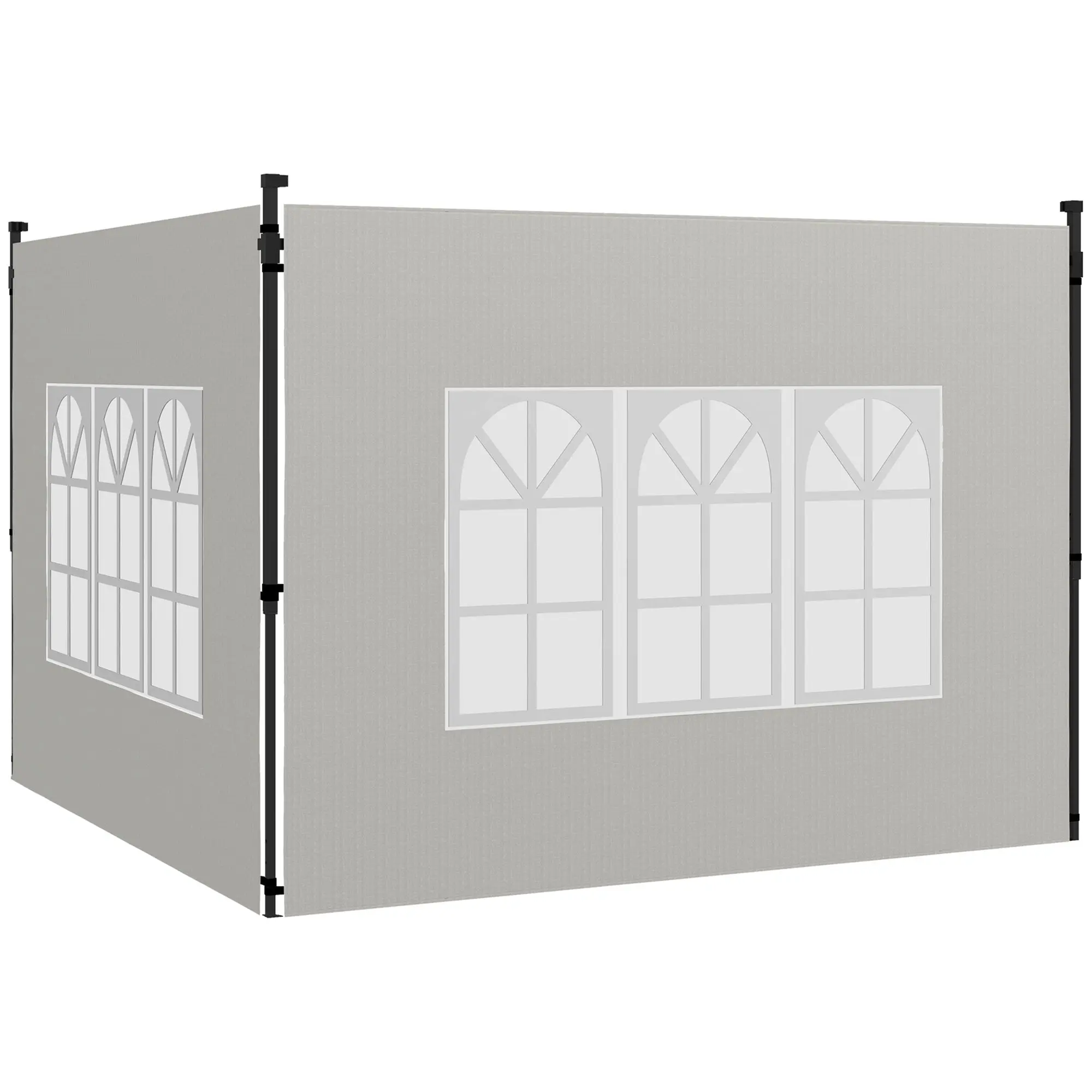 Outsunny Gazebo Side Panels, Sides Replacement with Window for 3x3(m) or 3x6m Gazebo Canopy, 2 Pack, White