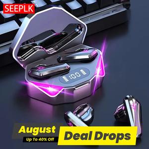 True Wireless Headphones, TWS Gaming Headset with Built-in Microphone with Power Display Charging Case, Noise Reduction Low Latency Bluetooth-compatible Wireless Earphones for Running Cycling, Gift