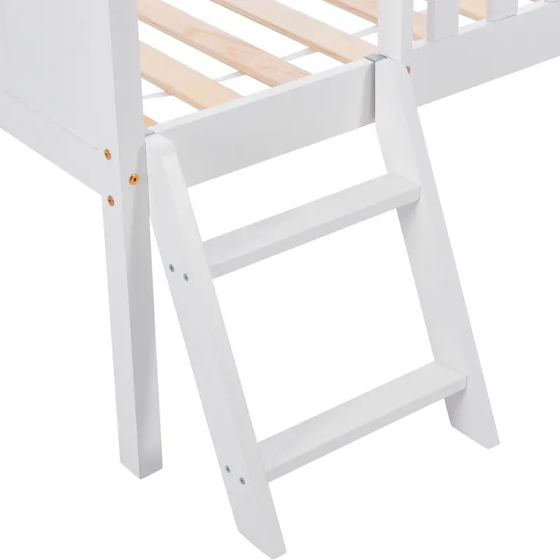 Household bed, children's bed, teen bed, 90*190cm, with drawers, with storage compartments, suitable for boys and girls, with anti-fall railings, white 5