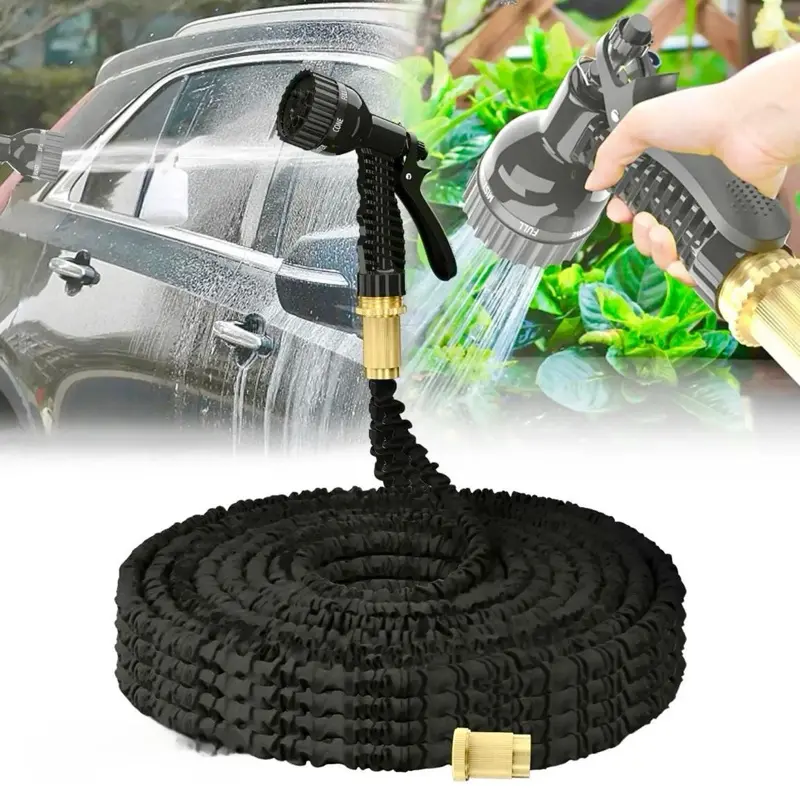 Flexible Garden Hose Pipe with 8 Function Nozzle - Expandable Water Hose for Garden, Car & Pet Cleaning