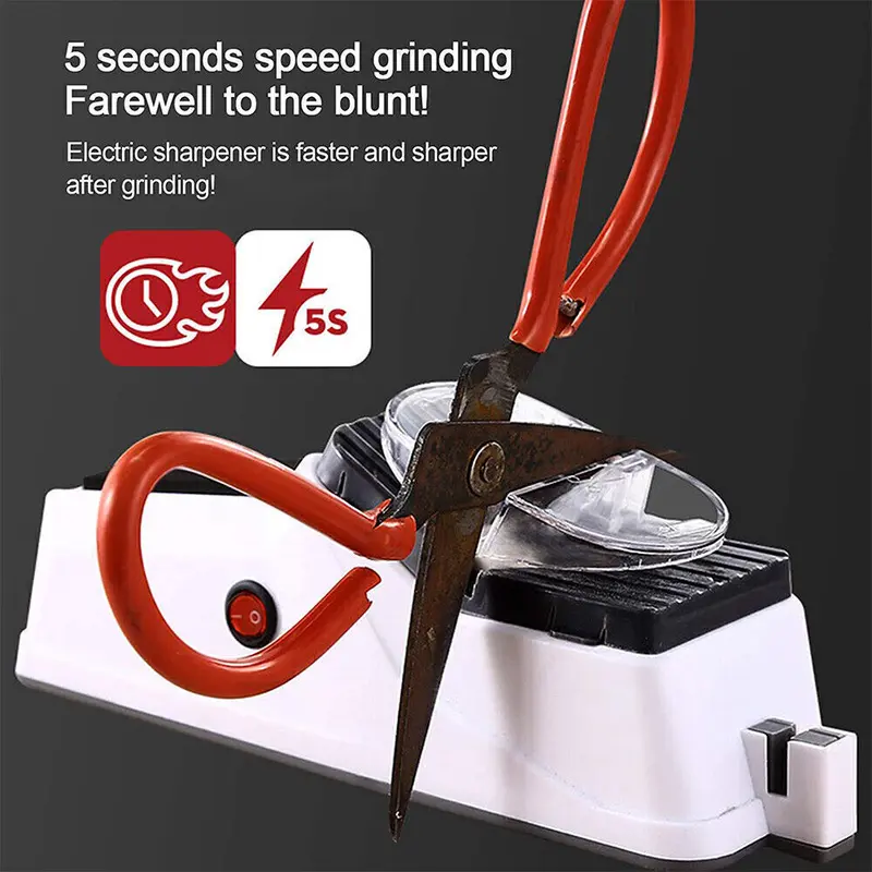 Ultra-Fast 2-in-1 Electric Knife & Scissor Sharpener | Diamond Abrasive Wheels & Safety Lock | Professional-Grade Kitchen Tool for Home/Chef Use | Lightning Dispatch 5