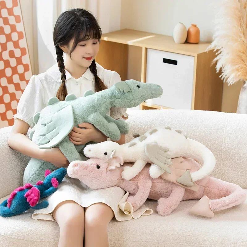 New Dragon Plush Toys Stuffed Dinosaur Flying Wings White Pink Green Blue Dragons PLushies Dolls Birthday Gift 2