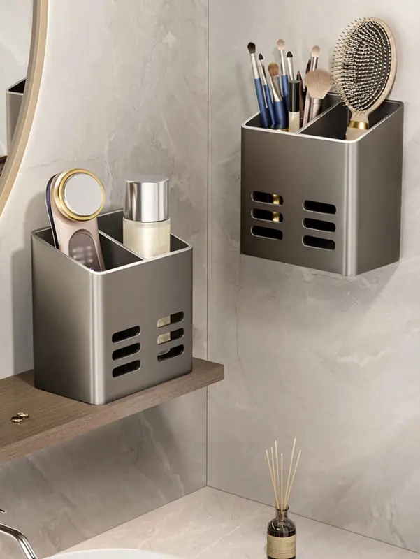 1PC Wall-Mounted Non-Hole Storage Rack - Portable Kitchen Storage Box for Tableware, Knife & Fork, Chopsticks, Cosmetics, Remote, Pen & More, Suitable for Kitchen, Bathroom, Makeup Table, Living Room, Home Decoration, Christmas Gifts 5