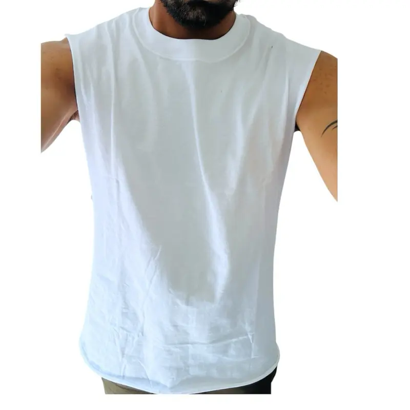 100 percent cotton Tank Top Free style edges suitable for summer. Menswear Man Tanktop Plain