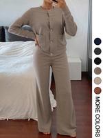 Women's Knit Sweater & Wide Leg Pants Set