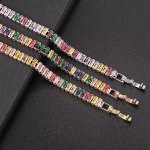 Crystal Baguette Luxury Colourful Bracelet available in Silver, Gold & Rose Gold