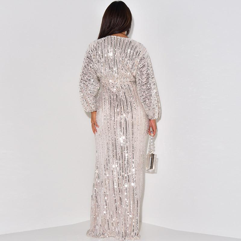 Glimmering  V-Neck Maxi Dress 1
